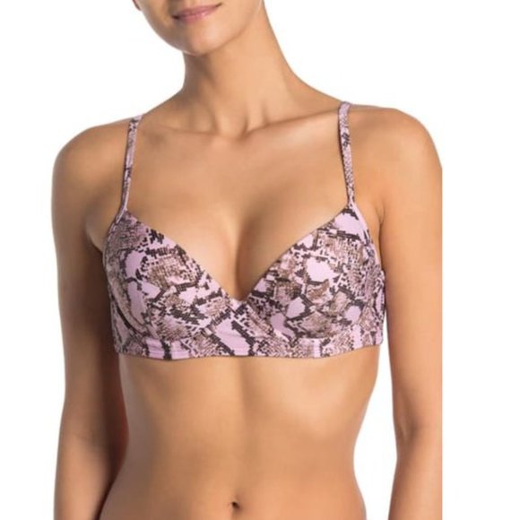 Rachel Roy Underwire Bikini Swim Top - Python Pink Medium M - NWT - Picture 1 of 7